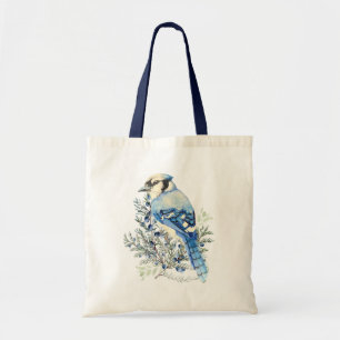 Bolso De Tela Arte de campo de Arándanos Pájaro Azulejo en Acuar