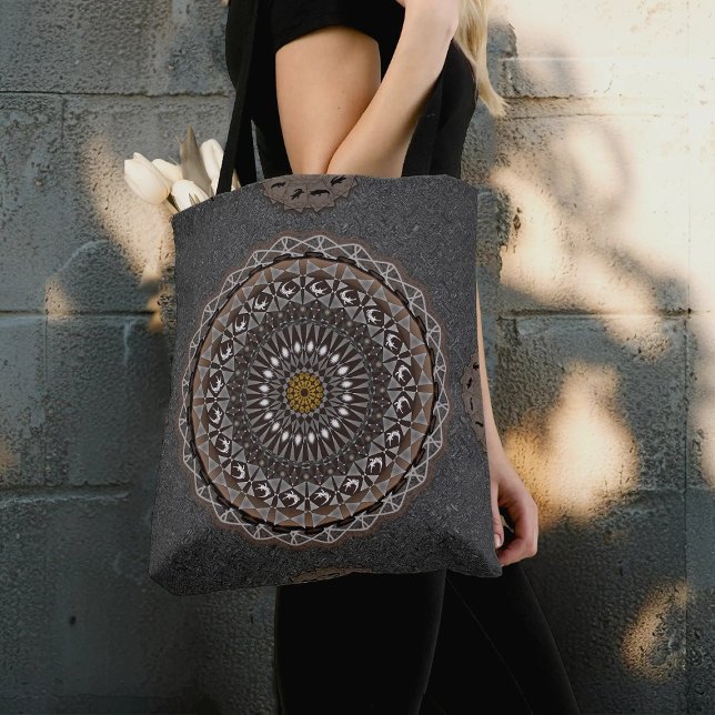 Bolso De Tela Arte de caqui crocodylus porosus mandala (Subido por el creador)