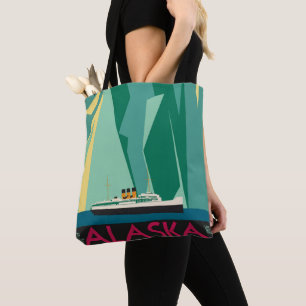 Bolso De Tela Arte de cartel de viaje vintage de Alaska, glaciar