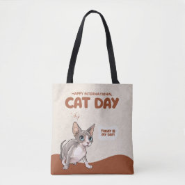 Bolso De Tela Arte de celebración del Día Internacional del Gato