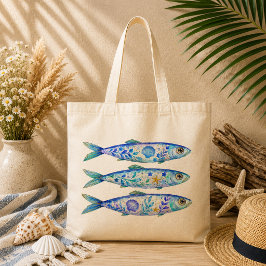 Bolso De Tela Arte de cerámica con tema floral de pez