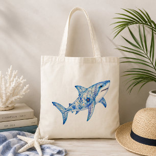 Bolso De Tela Arte de cerámica con tema floral de tiburón