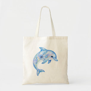 Bolso De Tela Arte de cerámica con tema floral delfín