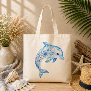 Bolso De Tela Arte de cerámica con tema floral delfín