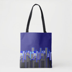 Bolso De Tela Arte de cielo urbano azul abstracto