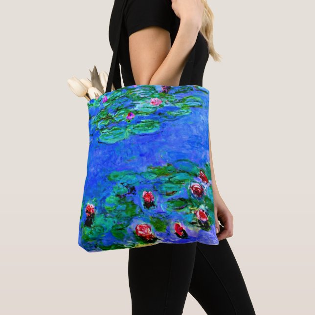 Bolso De Tela Arte de Claude Monet: Lilies de agua (rojo), (Detalle)