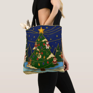 Bolso De Tela Arte de cloisonne Bosque Caprichoso Navidad Clásic