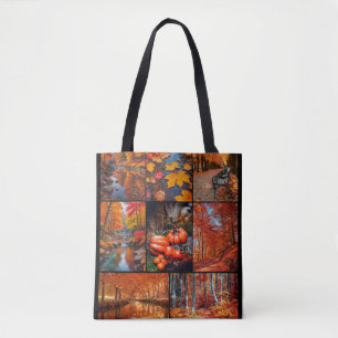 Bolso De Tela Arte de collage de fotos de paisaje de otoño