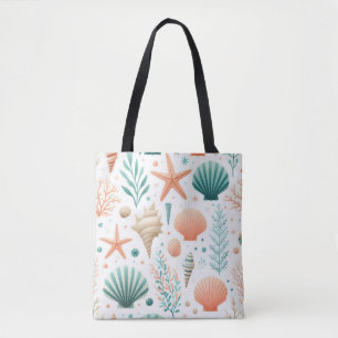 Bolso De Tela Arte de Conchas Costeras