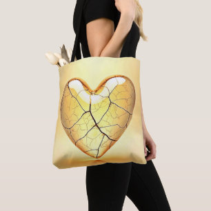Bolso De Tela Arte de Corazón Roto Dorado