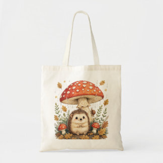 Bolso De Tela Arte de Cottagecore de Erizo Lindo Hongo