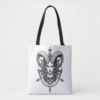 Bolso De Tela Arte de cráneo de reina gótica demoníaca