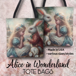 Bolso De Tela Arte de Cuento de Hadas Vintage Mundo de Alice Con