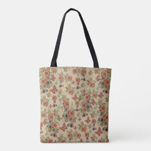 Bolso De Tela Arte de cuero y flores Ante