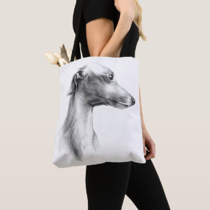 Bolso De Tela Arte de dibujo del perro blanco de Greyhound itali