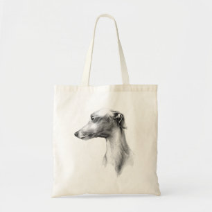 Bolso De Tela Arte de dibujo del perro blanco de Greyhound itali