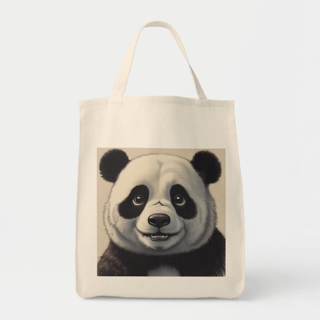 Bolso De Tela Arte de dibujo Personalizado Panda (Frente)