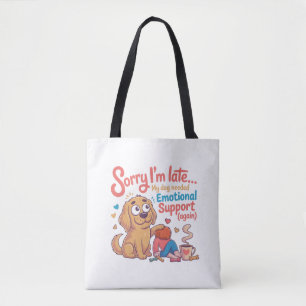 Bolso De Tela Arte de dibujos animados de perro emocional divert