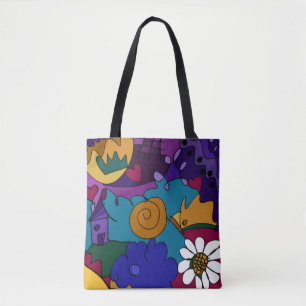 Bolso De Tela Arte de Doodle Colorido