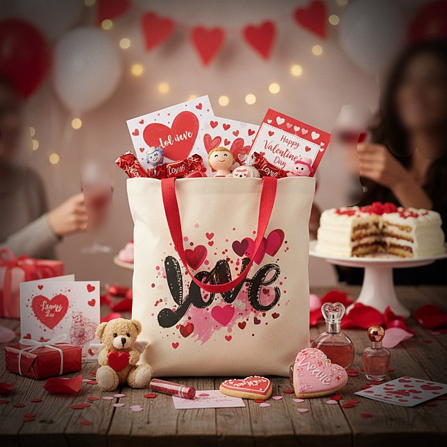 Bolso De Tela Arte de doodle de amor san valentín (Subido por el creador)