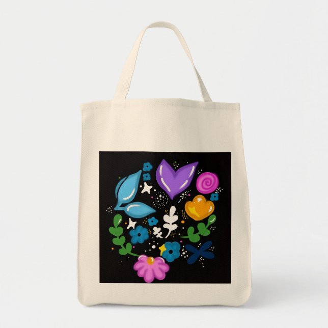 Bolso De Tela Arte de doodle floral (Frente)