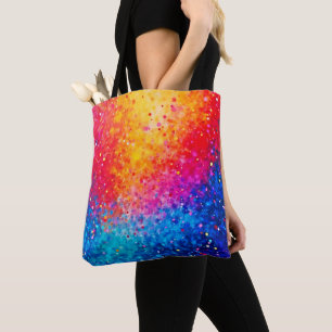 Bolso De Tela Arte de Estallido de Estrella de Confeti Vibrante
