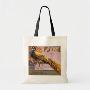 Bolso De Tela Arte de etiqueta de caja de frutas vintage El Pavo