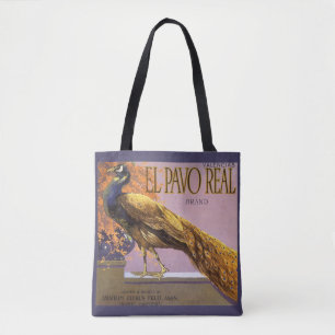 Bolso De Tela Arte de etiqueta de caja de frutas vintage El Pavo