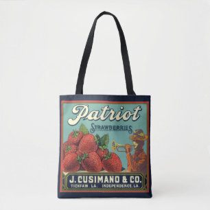 Bolso De Tela Arte de etiqueta de caja de frutas vintage Patriot