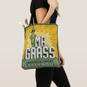Bolso De Tela Arte de etiqueta de caja de frutas vintage Sr. Gra