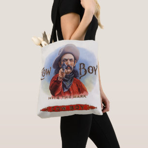 Bolso De Tela Arte de etiqueta de cigarro vintage, vaquero da en