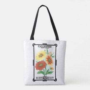 Bolso De Tela Arte de etiqueta de paquete de semillas vintage, f