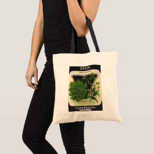 Bolso De Tela Arte de etiqueta de paquete de semillas vintage hi