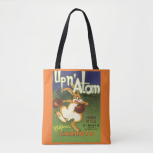 Bolso De Tela Arte de etiqueta vintage conejo boxeador, zanahori