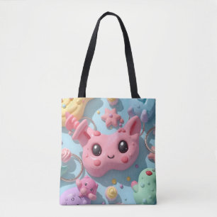 Bolso De Tela Arte de Fantasía Criatura Kawaii Pastel