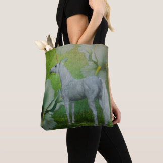 Bolso De Tela Arte de Fantasía de Unicornio y Flores de Lirio