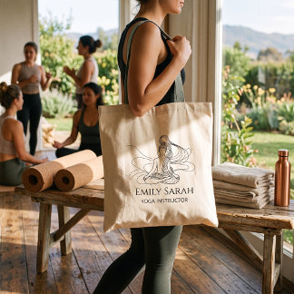 Bolso De Tela Arte de figura meditando en línea fluida yoga