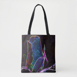 Bolso De Tela Arte de Flor Abstracta Rosa Eléctrica