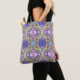 Bolso De Tela Arte de flor acuarela en azul