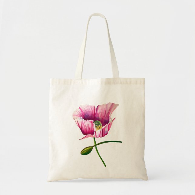 Bolso De Tela Arte de flor de acuarela rosa (Frente)