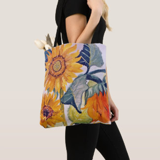Bolso De Tela Arte de Flor de Agua Sunflower