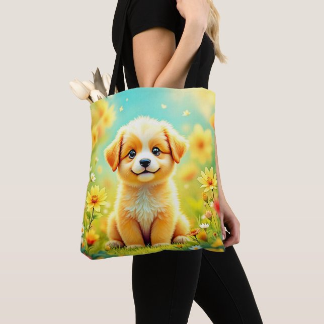 Bolso De Tela Arte De Flor De Cachorro (Detalle)