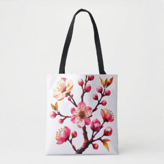 Bolso De Tela Arte de flor de cerezo poligonal