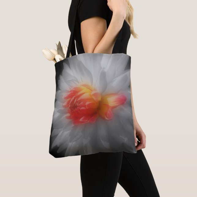 Bolso De Tela Arte de Flor de Dalia Roja (Detalle)