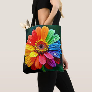 Bolso De Tela Arte de Flor de Pétalo de Arcoíris