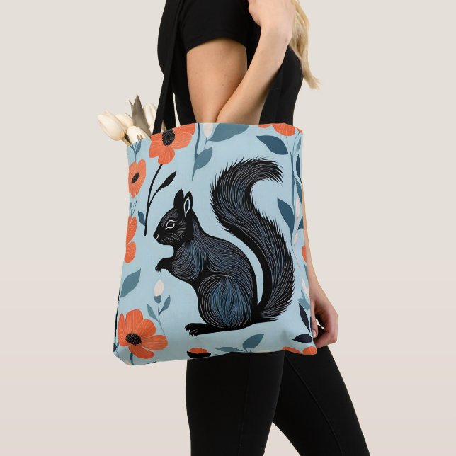 Bolso De Tela Arte de flor de primavera de ardilla (Detalle)