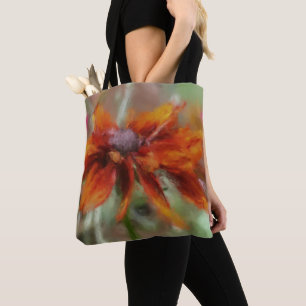 Bolso De Tela Arte de Flor de Susana de Ojos Negros Naranja