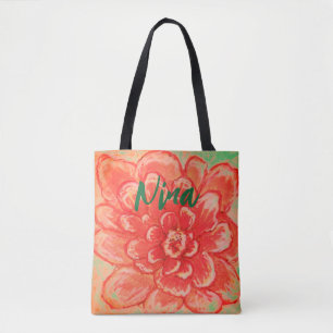 Bolso De Tela Arte de flor rosa suave