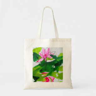 Bolso De Tela Arte de flores acuáticas abstractas