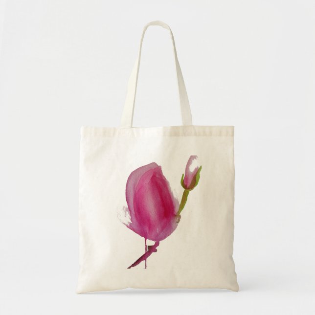 Bolso De Tela Arte de flores acuáticas de Magnolia rosa (Frente)